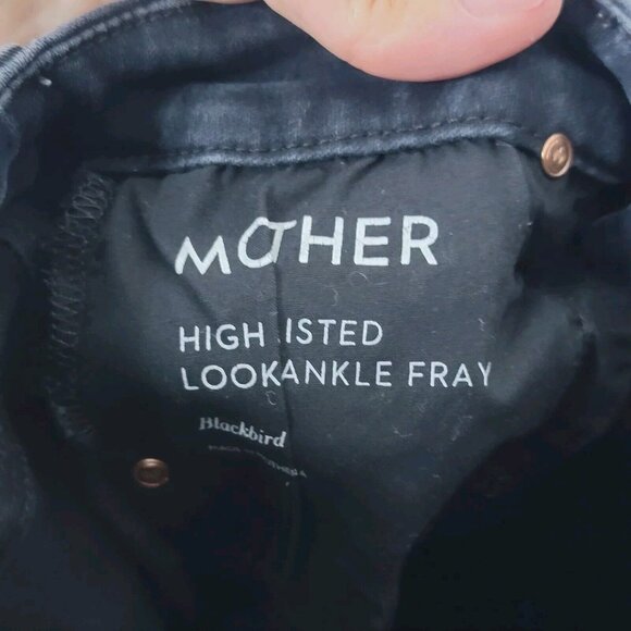 Mother Size 26 High Waisted Looker Ankle Fray‎ Black Skinny Denim Jeans - Picture 8 of 8